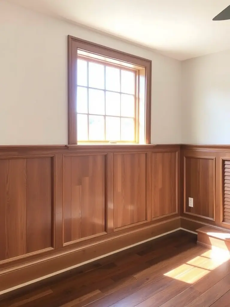 A photo of a room with newly installed wainscoting, showcasing the craftsmanship and attention to detail in an Oklahoma residence.