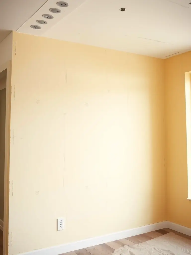 A photo showcasing a perfectly installed and repaired drywall, ready for painting, in a modern Oklahoma home.