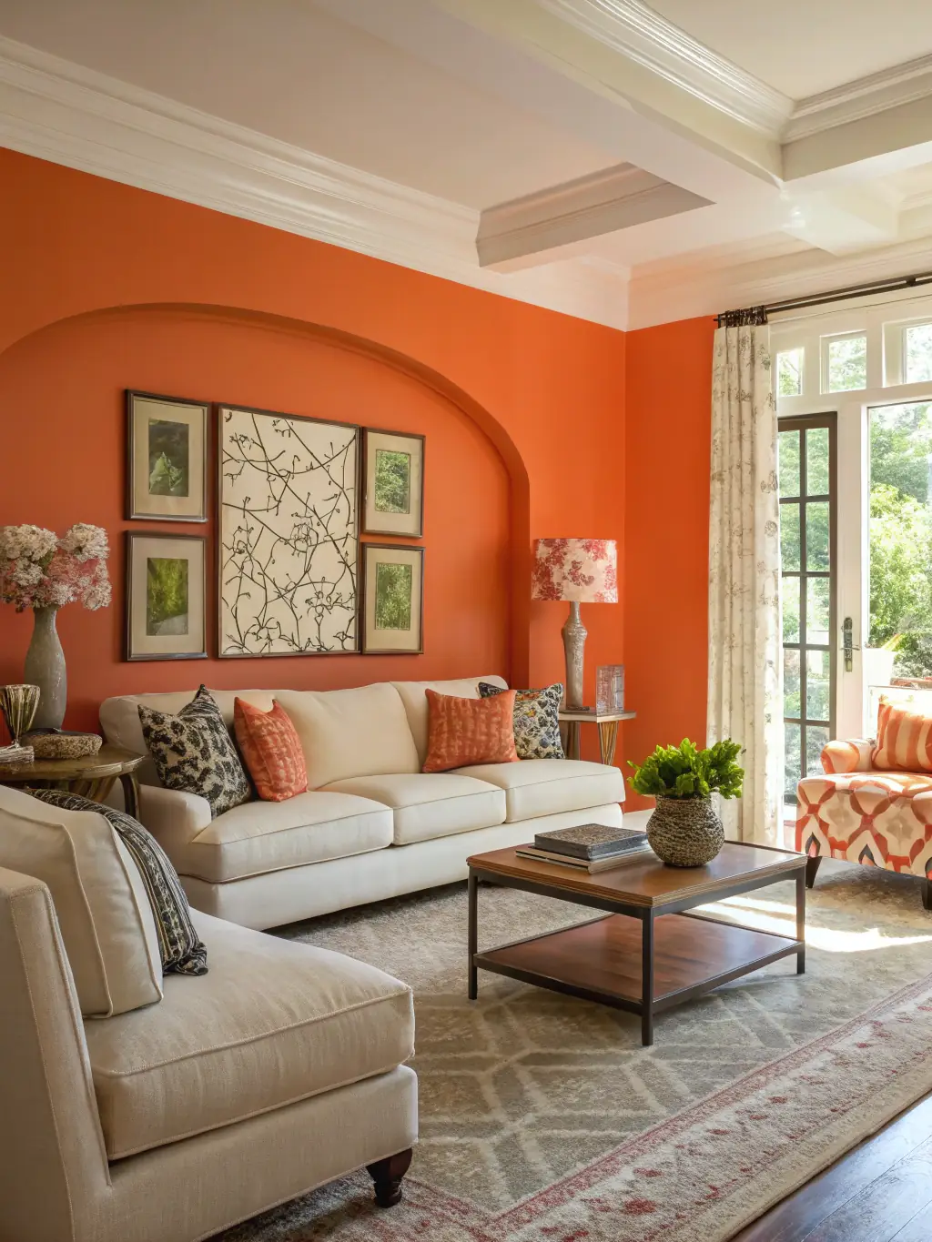 A beautifully painted living room showcasing vibrant colors and professional craftsmanship, highlighting LM Painting and Renovation's interior painting service.